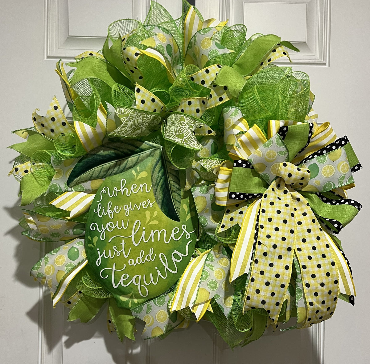 When Life Gives You Limes Just Add Tequila Wreath | Summer Margarita Door Wreath | Lime Front Door Decor | Fiesta Farmhouse Wreath