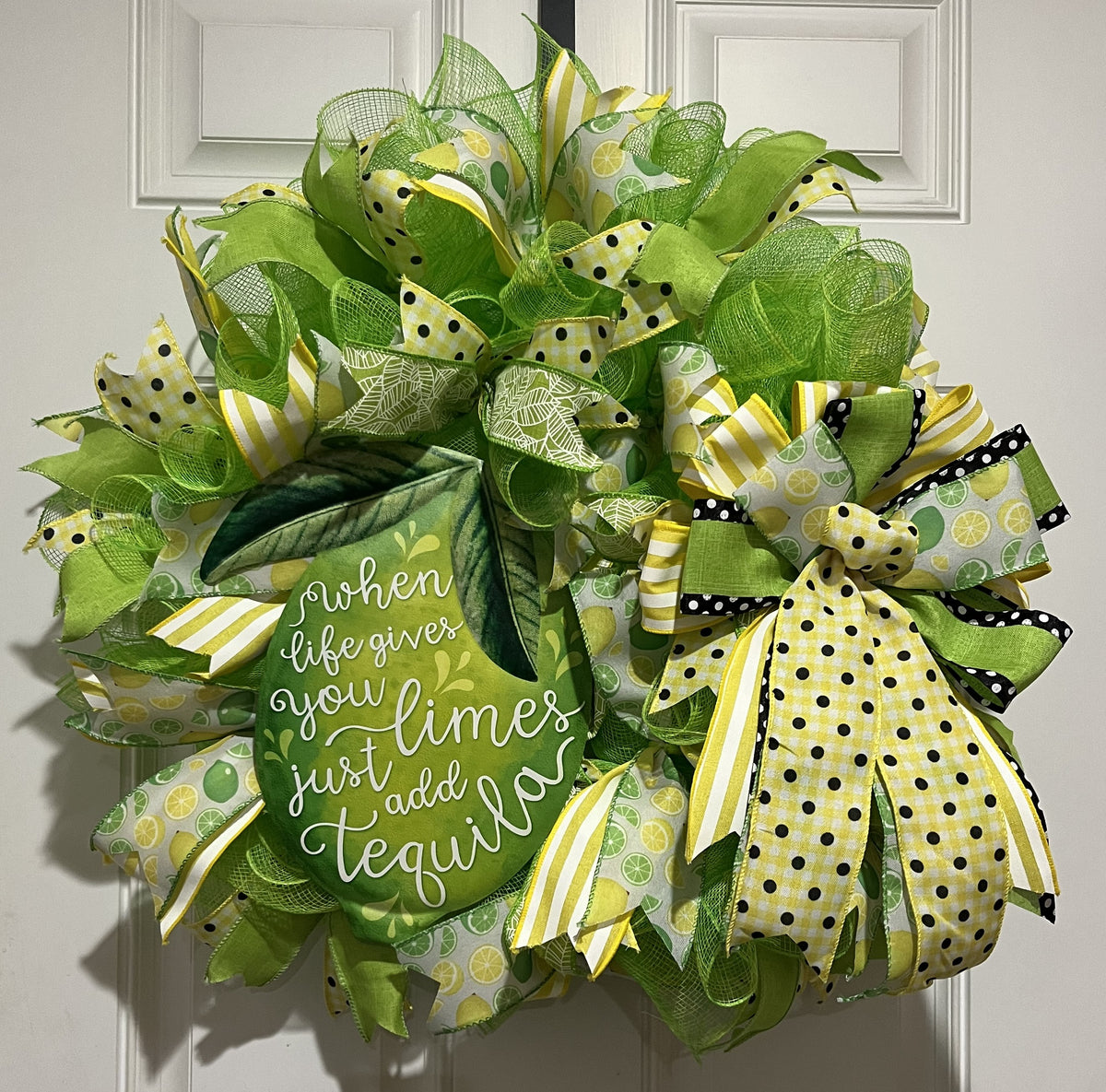 When Life Gives You Limes Just Add Tequila Wreath | Summer Margarita Door Wreath | Lime Front Door Decor | Fiesta Farmhouse Wreath