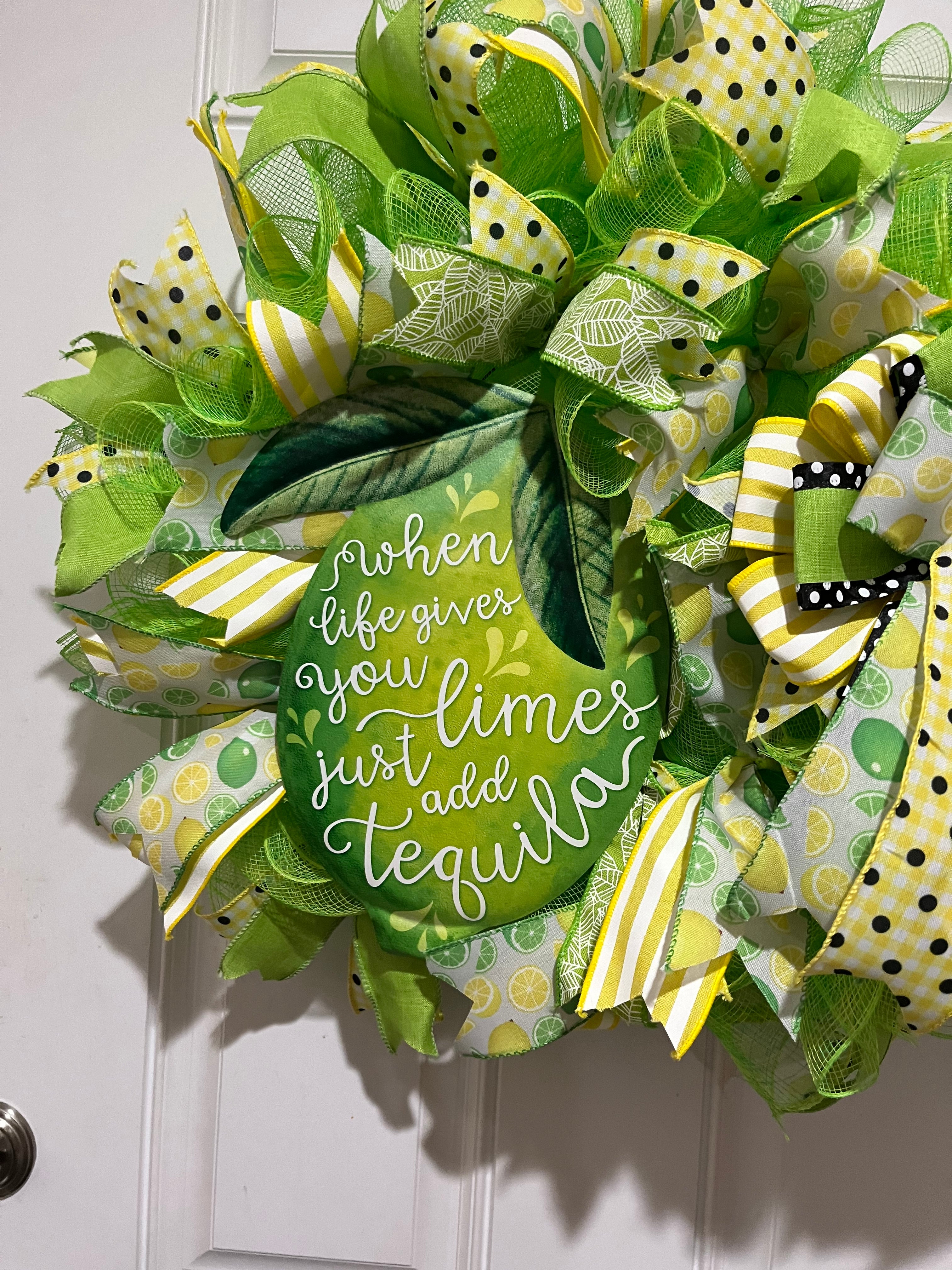 When Life Gives You Limes Just Add Tequila Wreath | Summer Margarita Door Wreath | Lime Front Door Decor | Fiesta Farmhouse Wreath