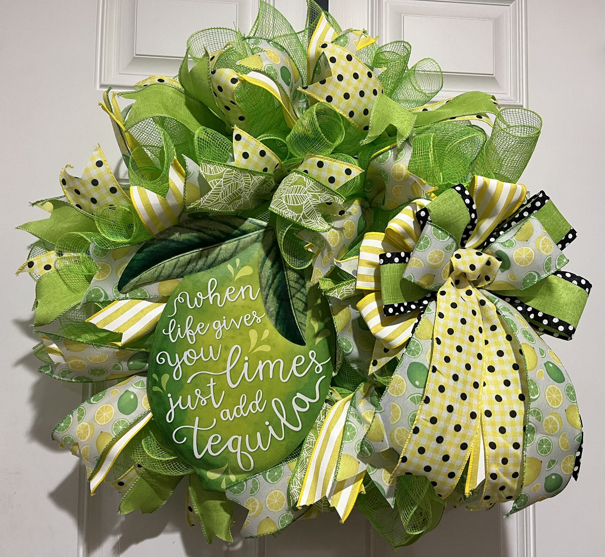 When Life Gives You Limes Just Add Tequila Wreath | Summer Margarita Door Wreath | Lime Front Door Decor | Fiesta Farmhouse Wreath