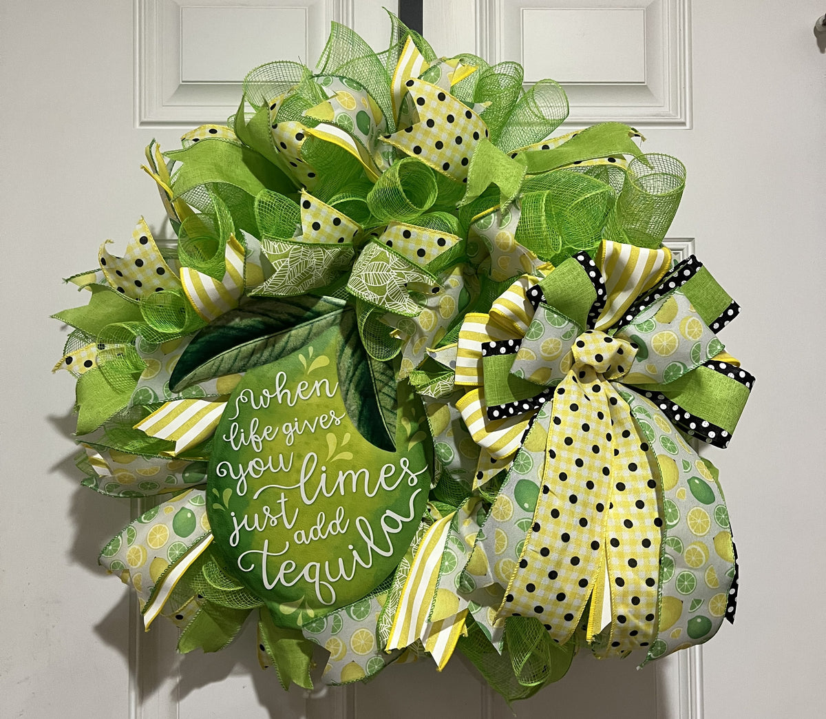 When Life Gives You Limes Just Add Tequila Wreath | Summer Margarita Door Wreath | Lime Front Door Decor | Fiesta Farmhouse Wreath