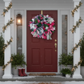 Pink & Purple Christmas Wreath | Whimsical Merry Christmas Front Door Wreath | Handmade Holiday Mesh Door Decor | Winter Snowflake Wreath
