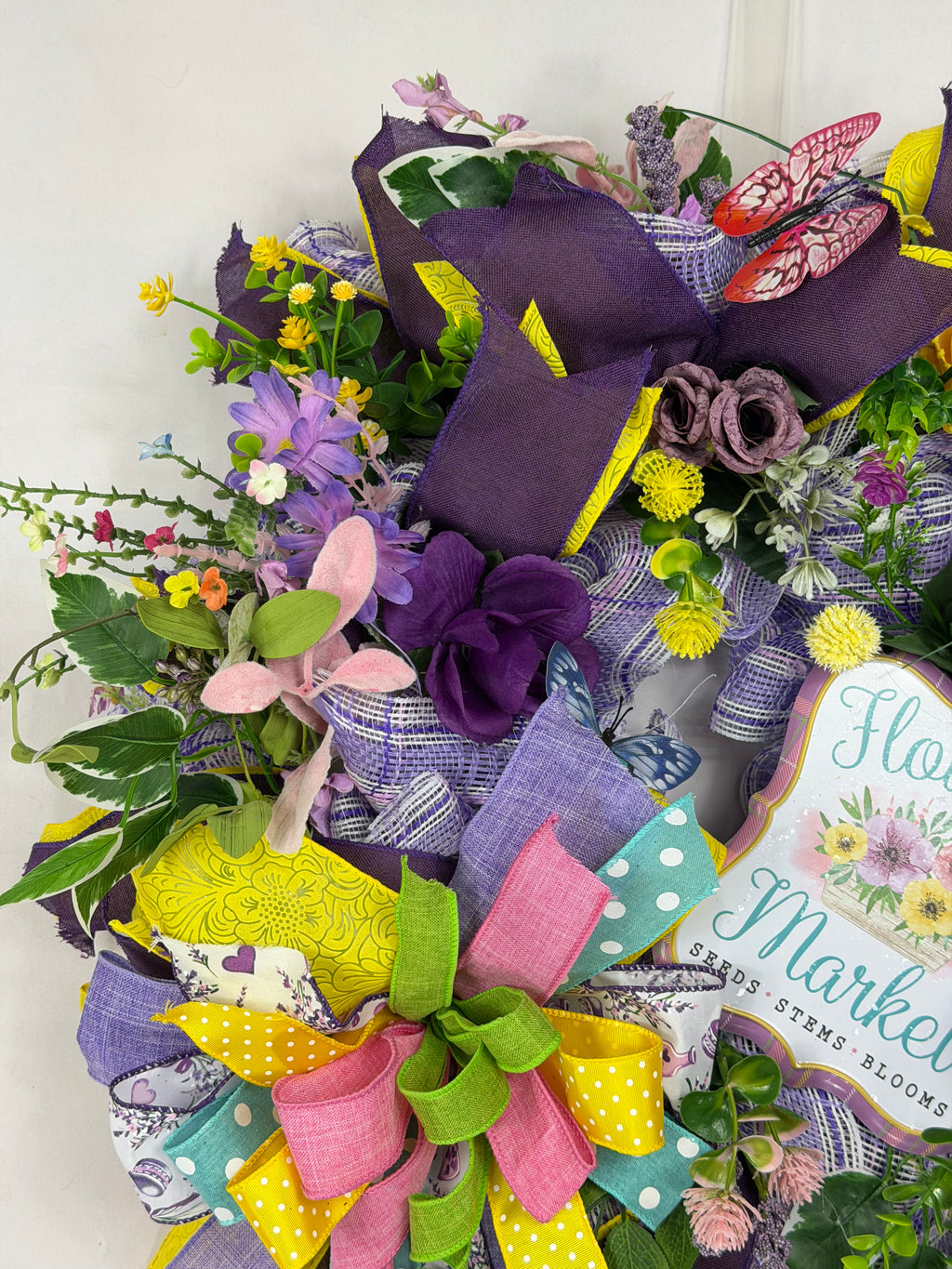Flower Market Wreath | Spring Wildflowers | Butterfly Front Door Decor