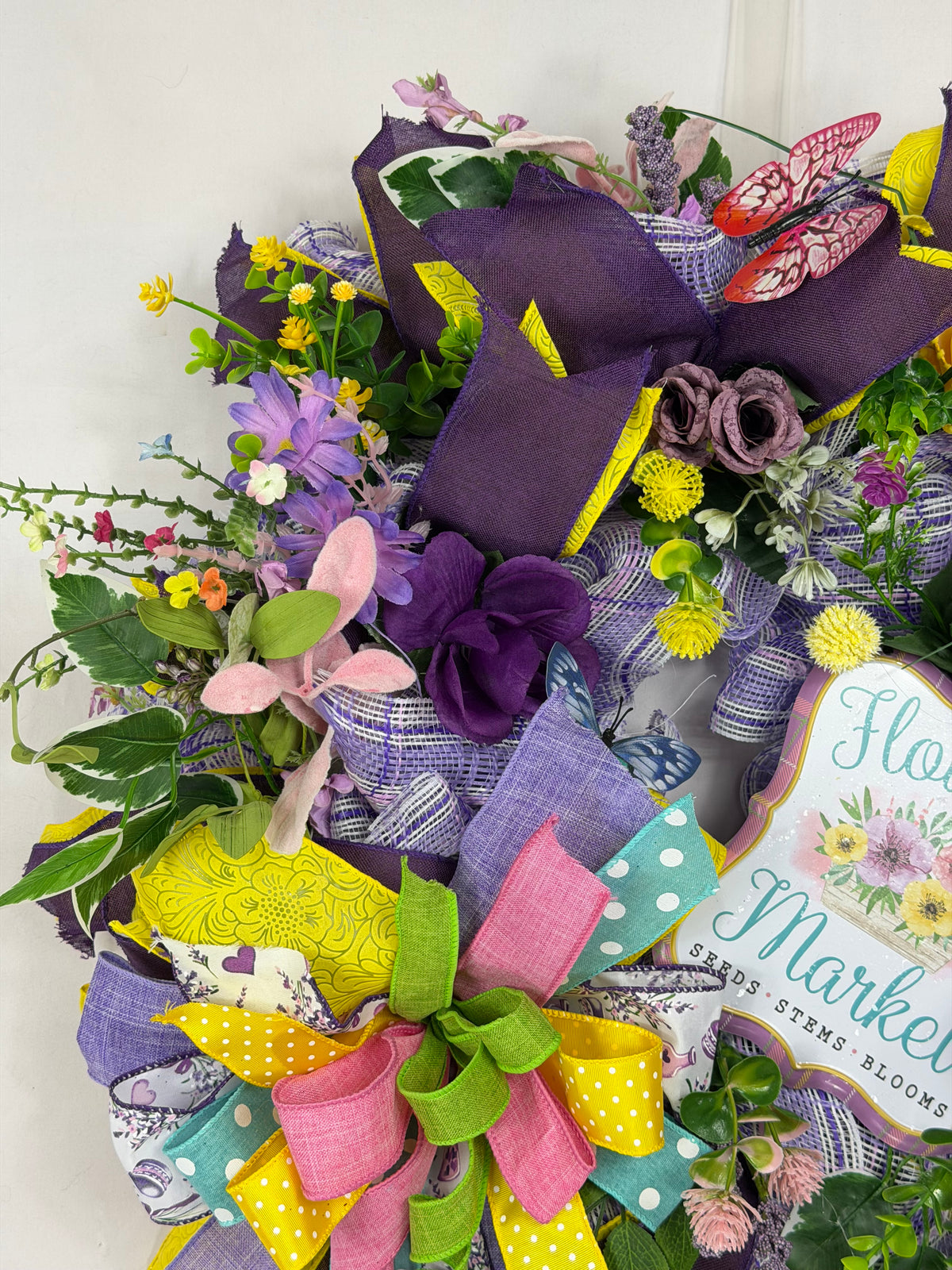 Flower Market Wreath | Spring Wildflowers | Butterfly Front Door Decor