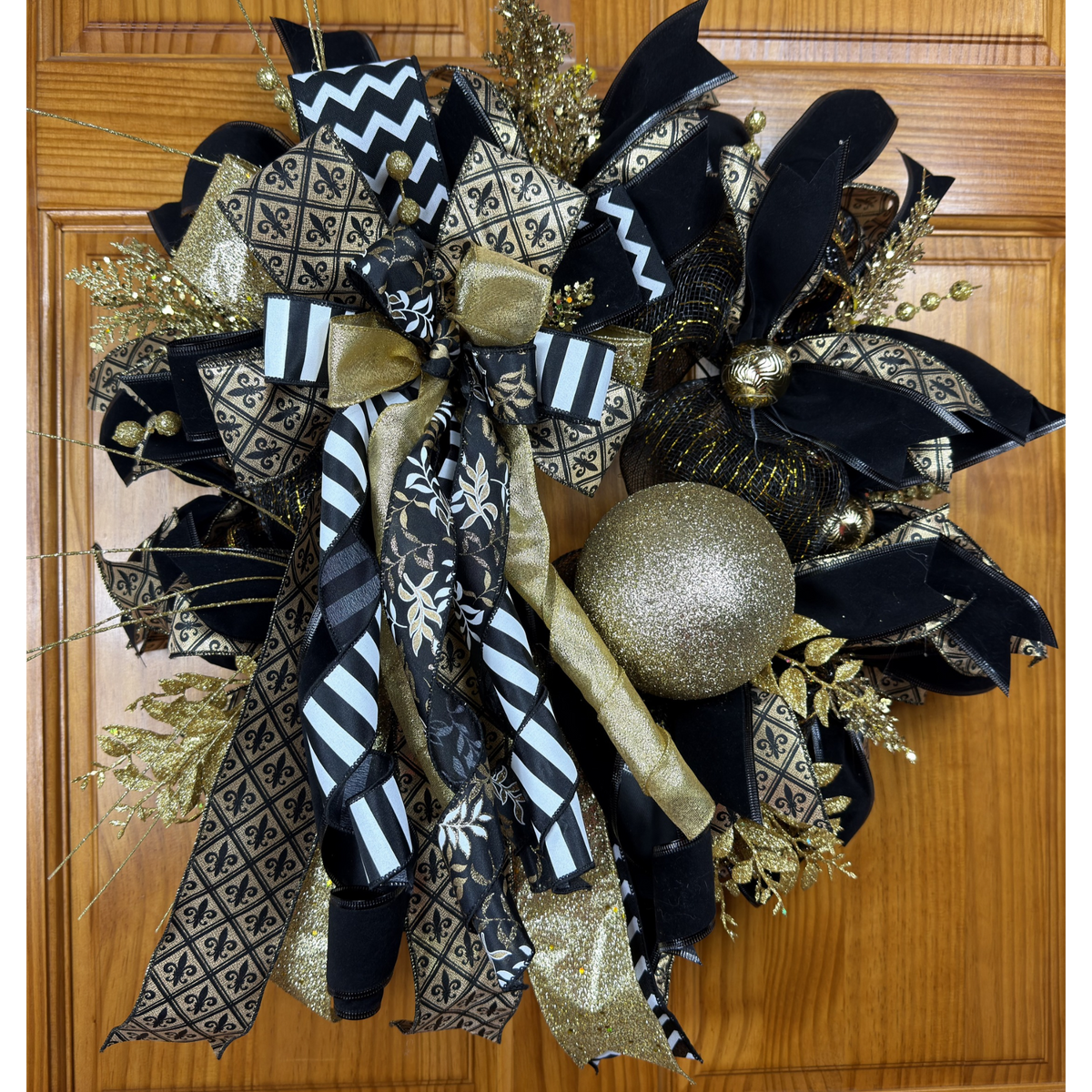 Fleur de Lis Holiday Front Door Wreath | Sports Wreath