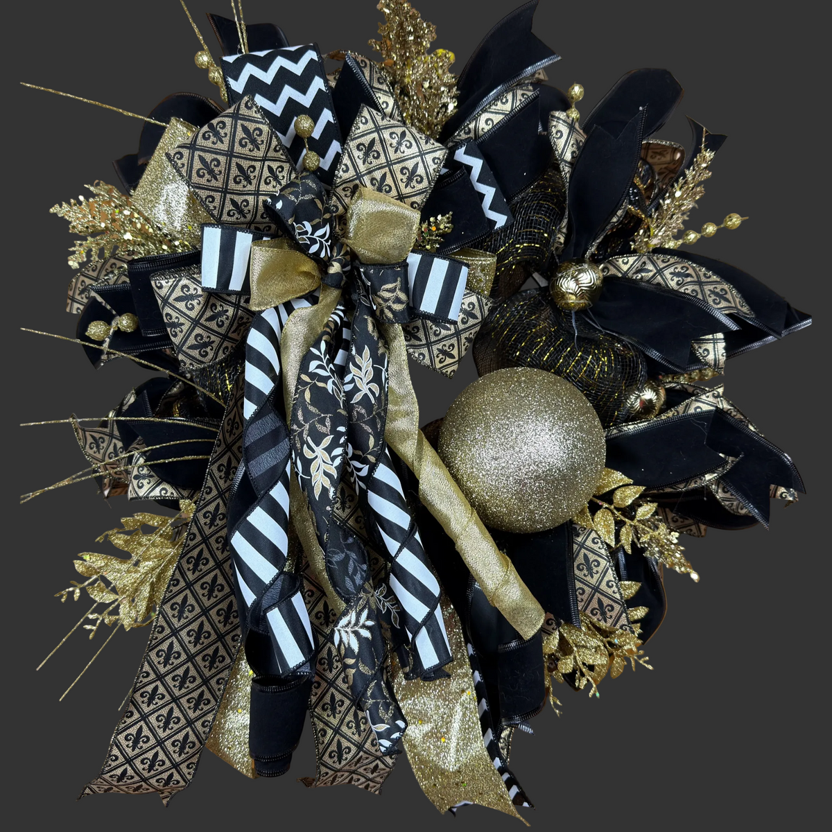 Fleur de Lis Holiday Front Door Wreath | Sports Wreath
