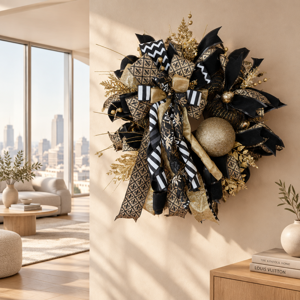 Fleur de Lis Holiday Front Door Wreath | Sports Wreath