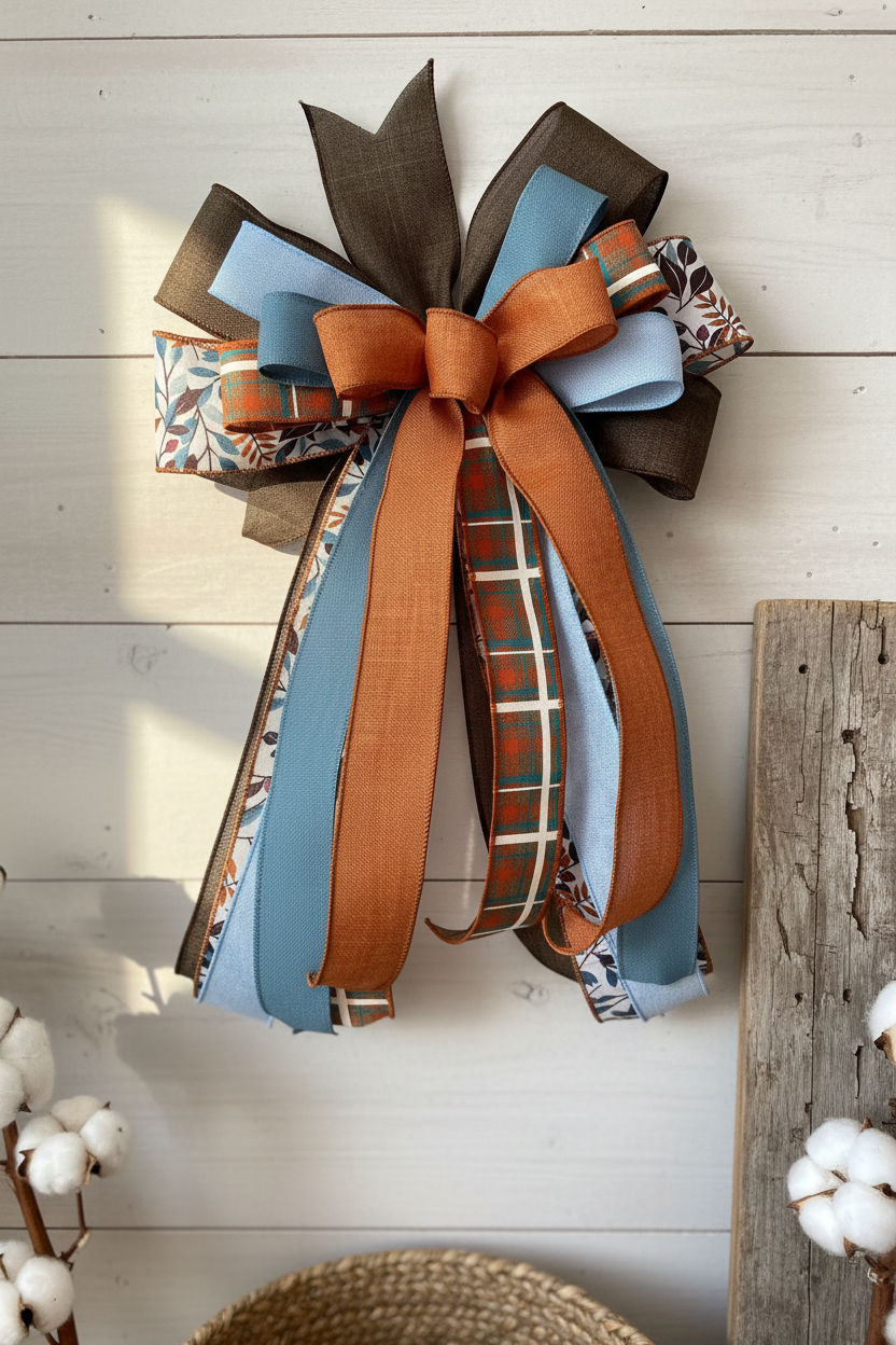 Fall Plaid Wreath Bow | Rustic Farmhouse | Thanksgiving Decor