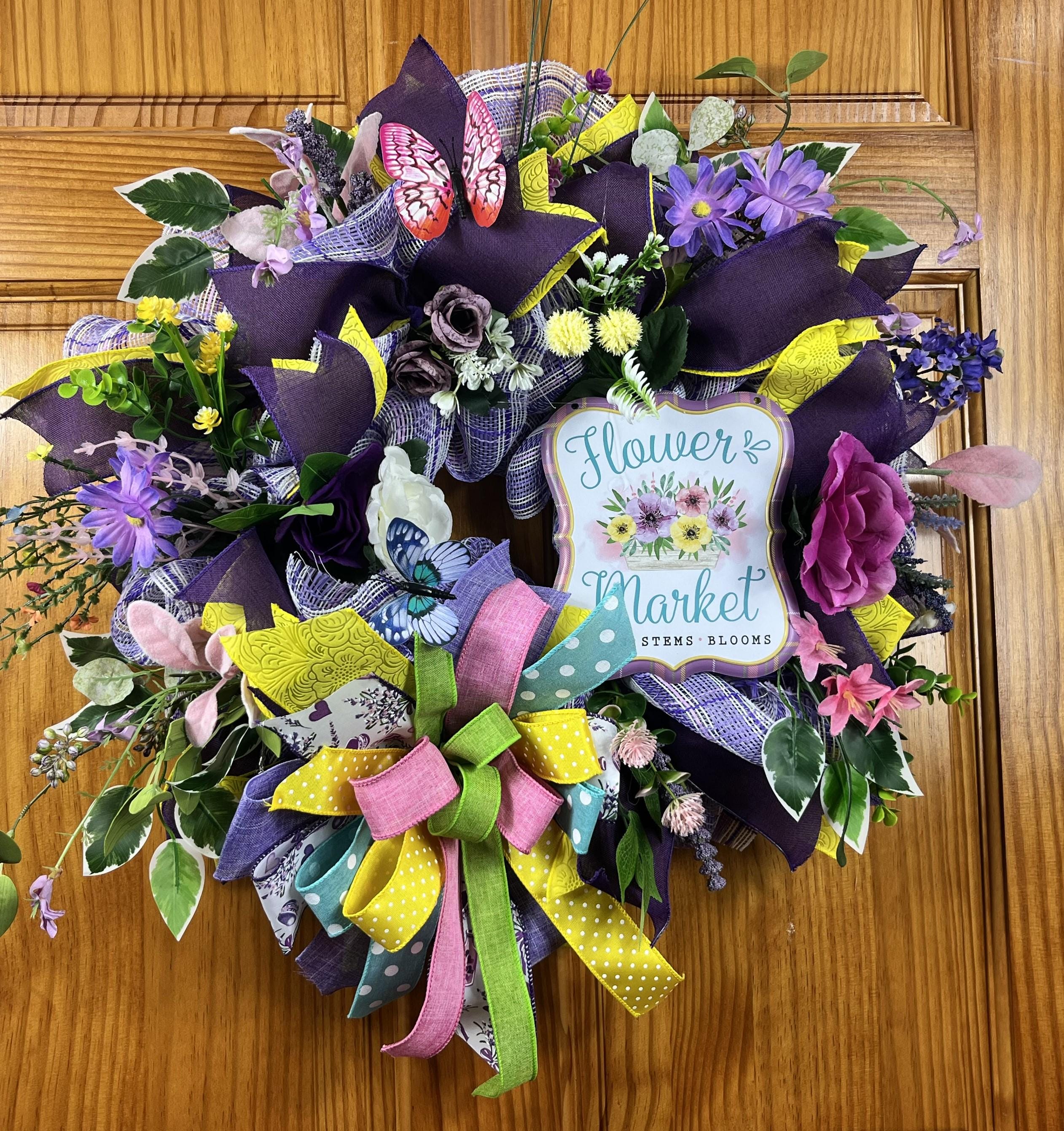 Everyday Wreath | Flower Market Wreath | Spring Wildflowers | Butterfly Front Door Decor