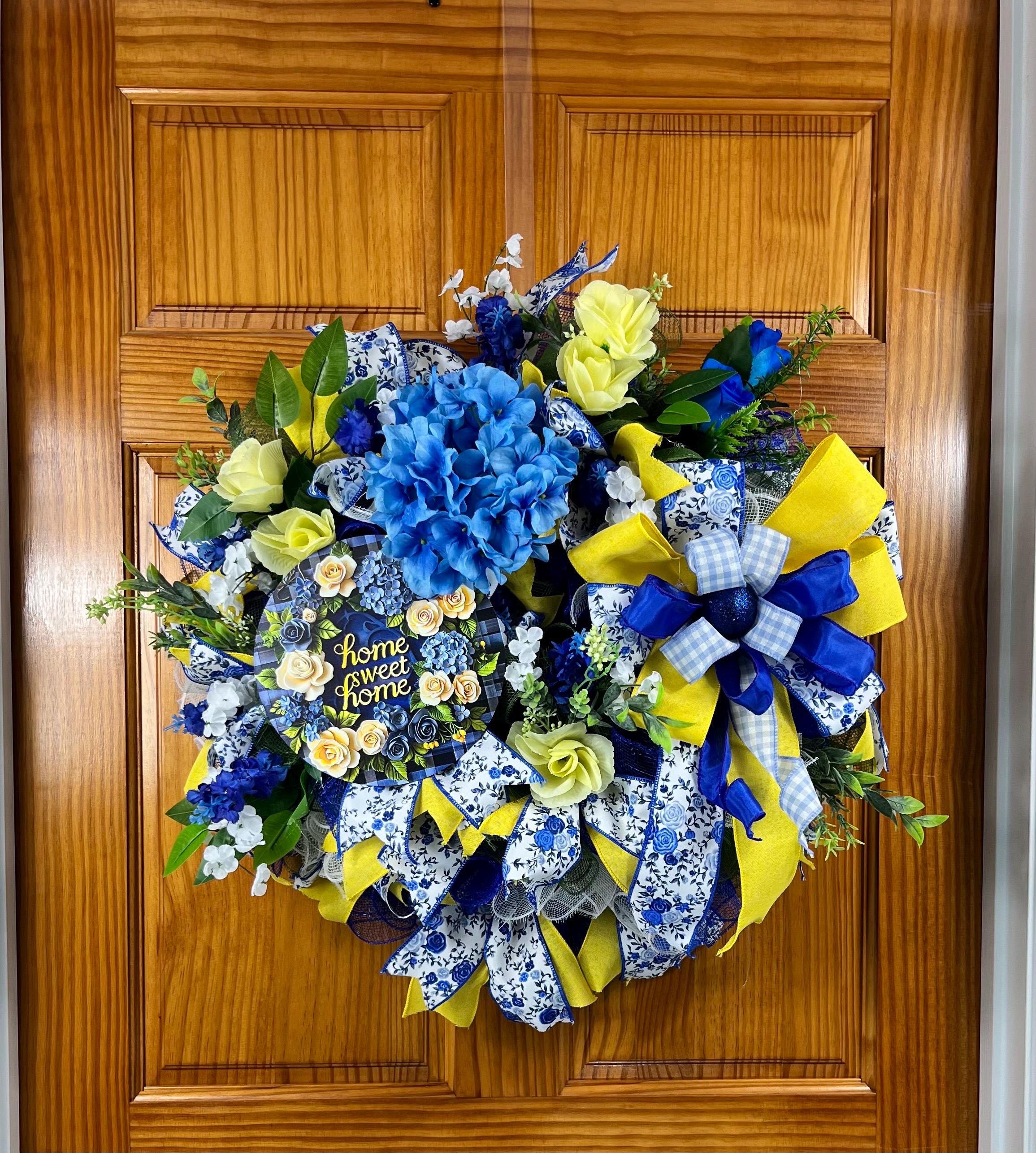Everyday Wreath| Blue & Yellow Floral Wreath | Spring Summer Door Décor