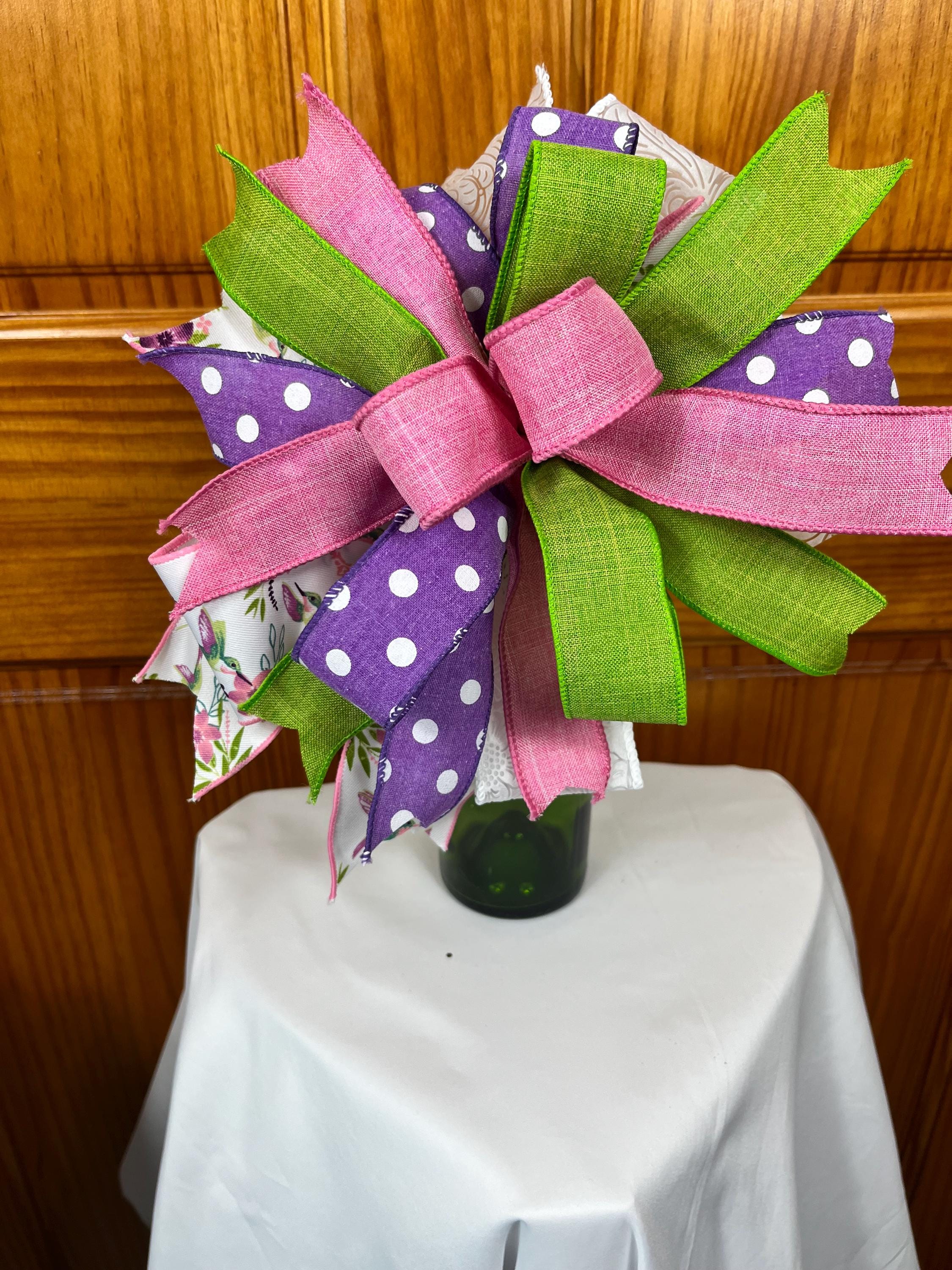 Bow| Hummingbird Bow | Pink, Green, Purple Floral Wreath Decor