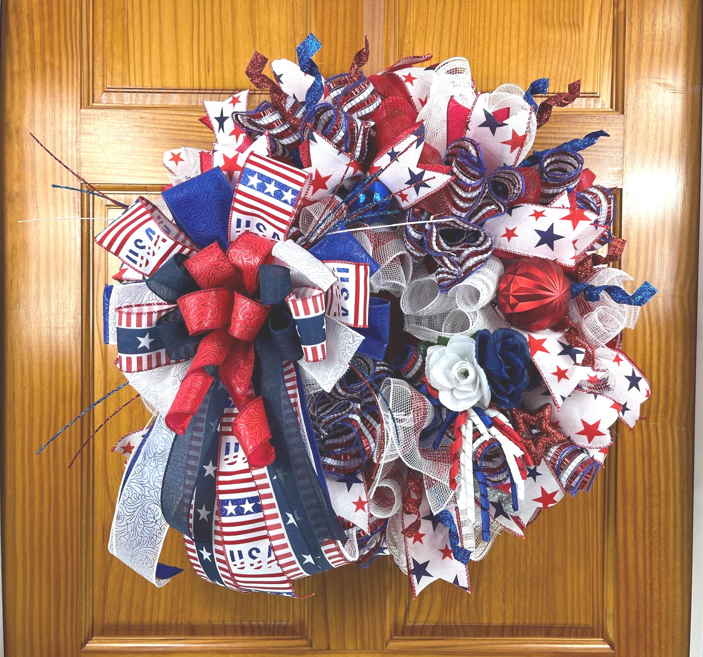 Patriotic 4th of July Wreath | Red White Blue Stars & Stripes