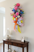 Spring Floral Door Swag | Handmade Easter Door Swag | Colorful Front Door Decor | Butterfly Spring Swag | Pastel Floral Arrangement