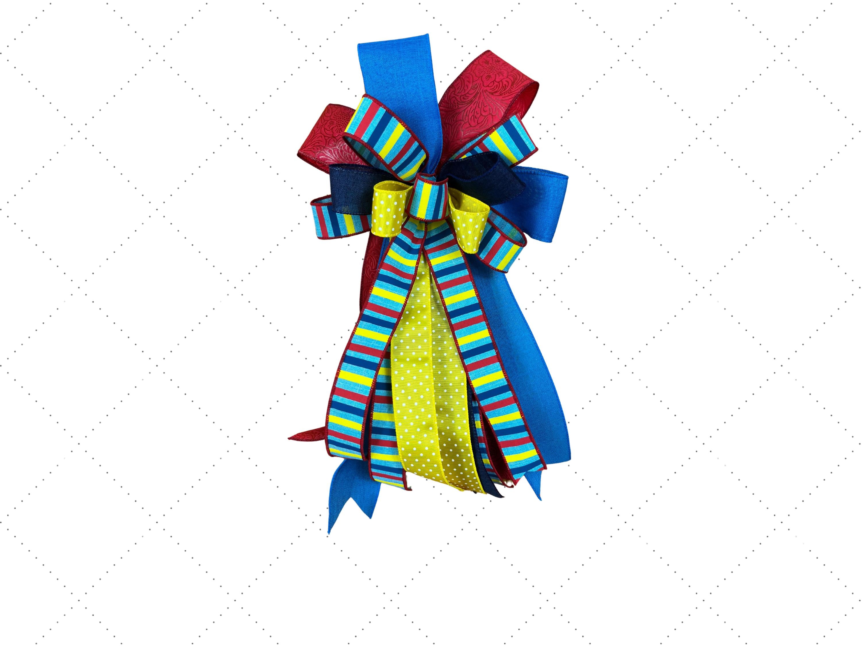 Bow | Primary Color Polka Dot Bow | Handmade Red, Yellow, Blue Door Decor