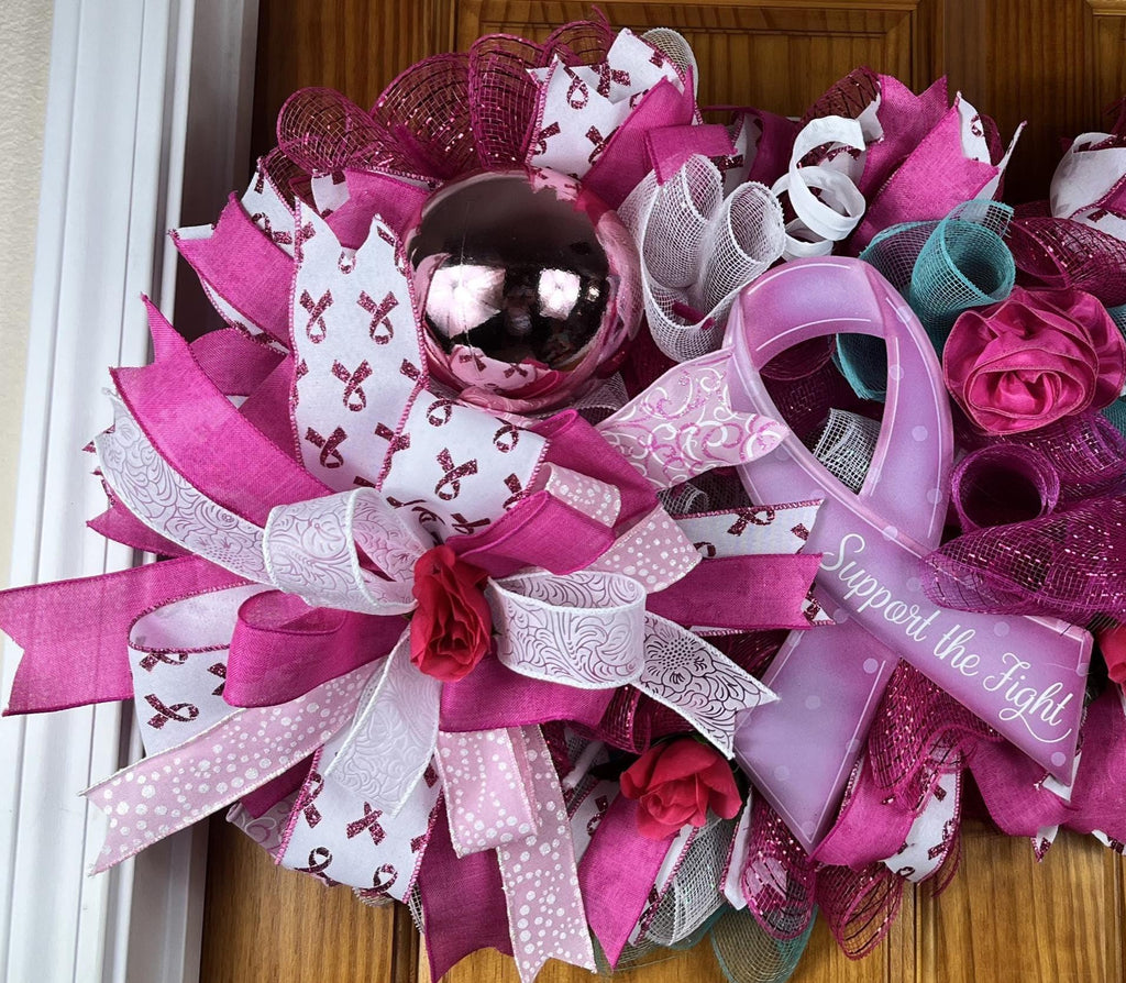 Breast Cancer Awareness | Pink Ribbon Door Decor | Support the Fight | Gift for Survivor or Fighter