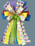 Bow | Rainbow Ribbon Bow | Birthday Party, Door Decor, Wreath Accent