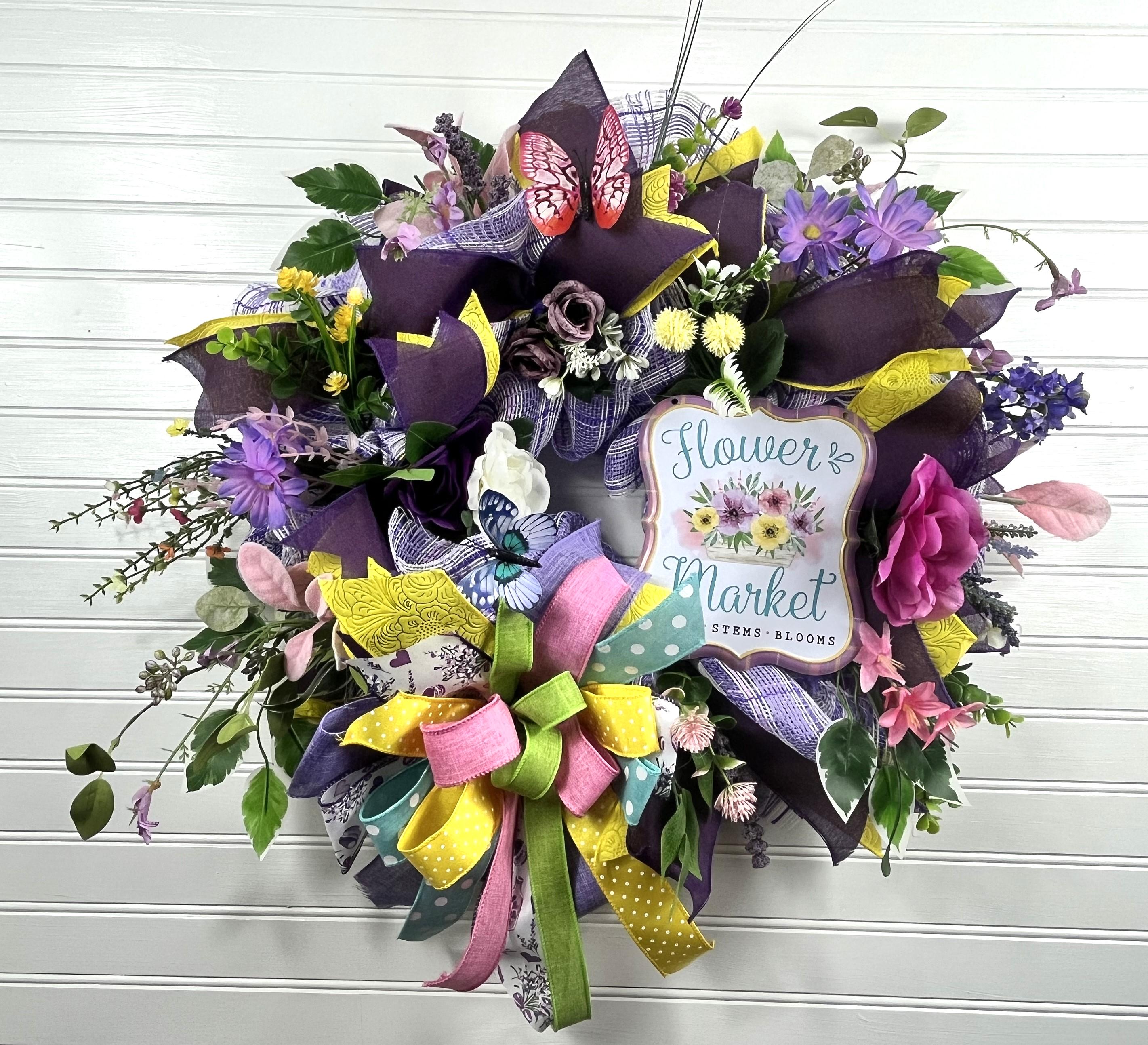Everyday Wreath | Flower Market Wreath | Spring Wildflowers | Butterfly Front Door Decor