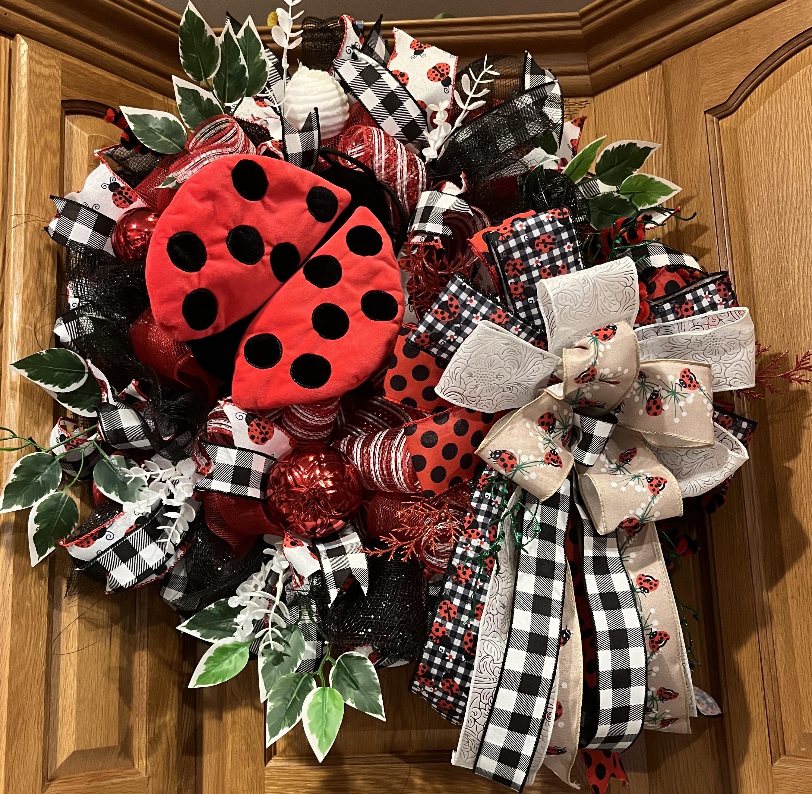 Ladybug Wreath | Red Polka Dot | Buffalo Plaid Spring Decor