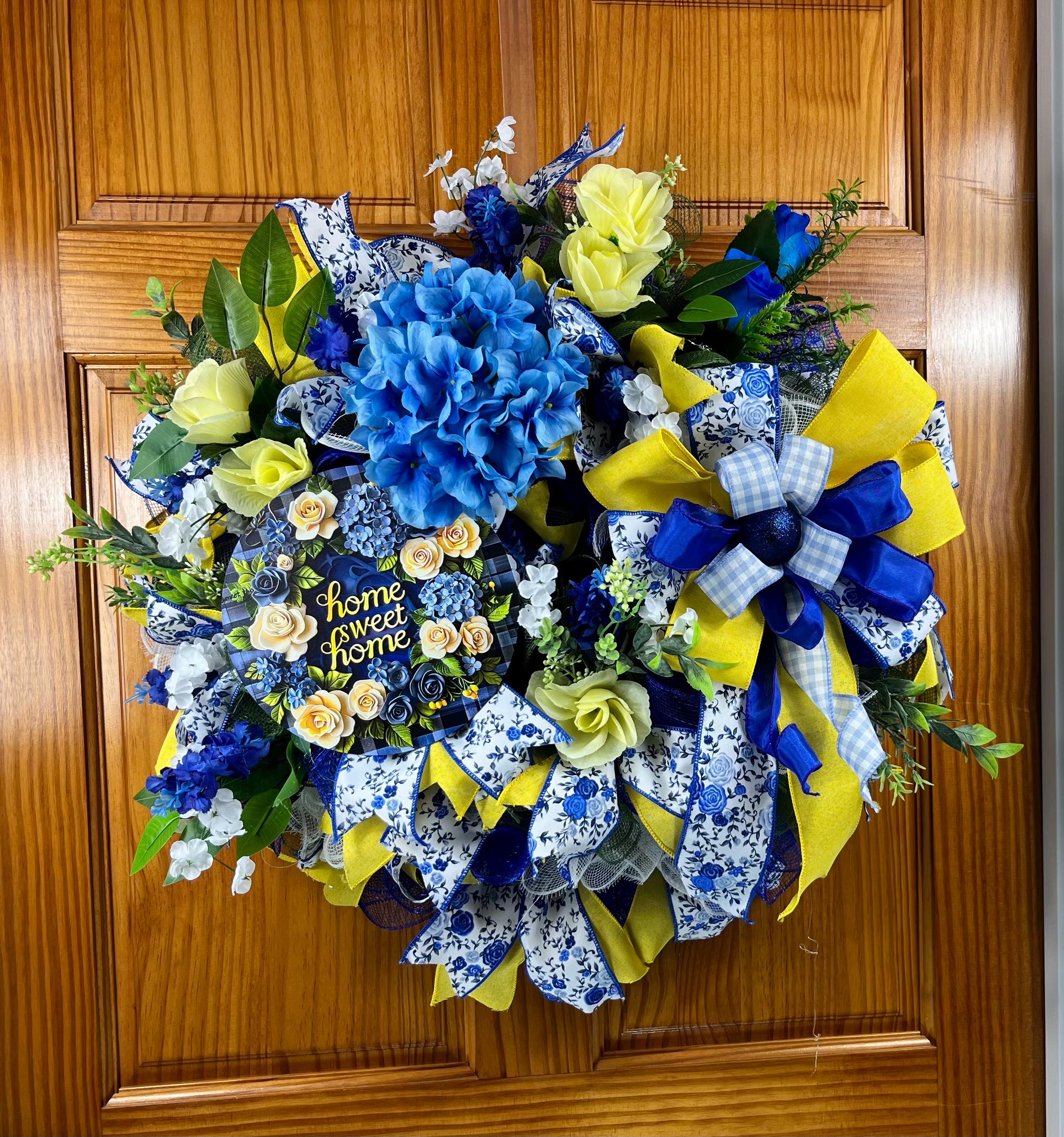 Everyday Wreath| Blue & Yellow Floral Wreath | Spring Summer Door Décor