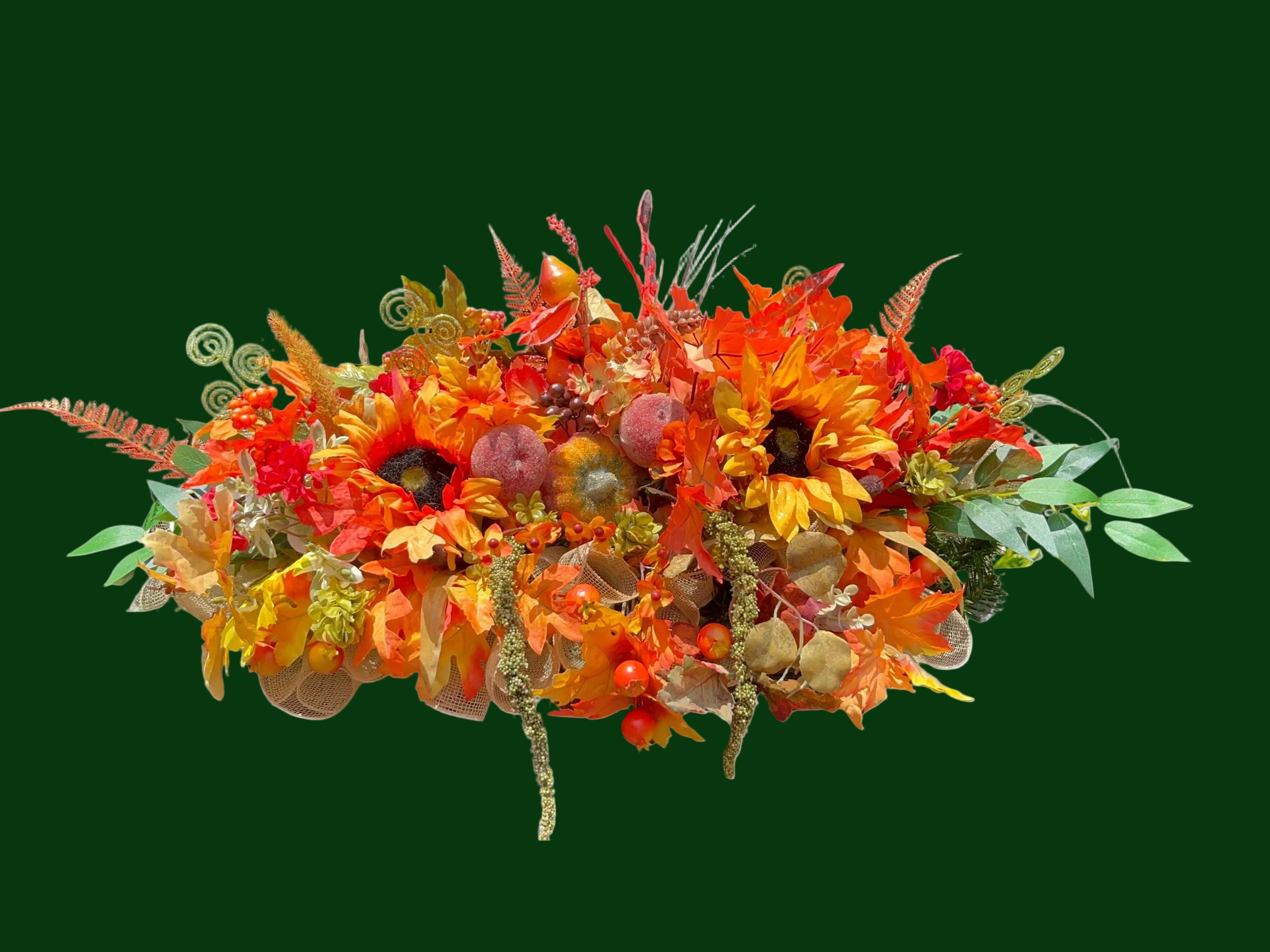 Fall Sunflower Pumpkin Centerpiece | Rustic Autumn Table Decor, Thanksgiving Floral Arrangement