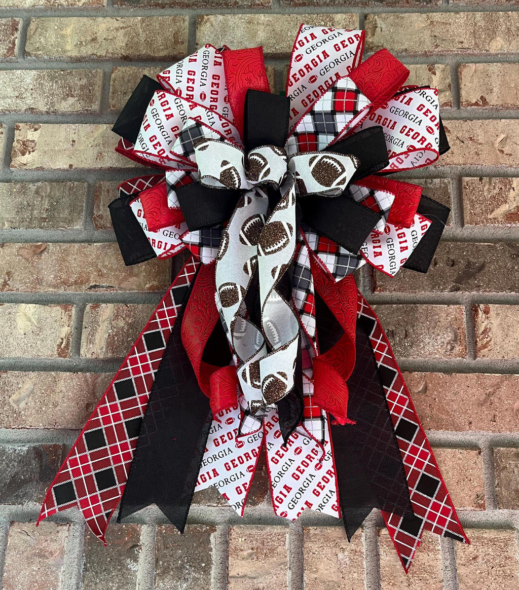 Sports Team Wreath, Red and Black Fan Décor, Game Day Football Door Decoration,