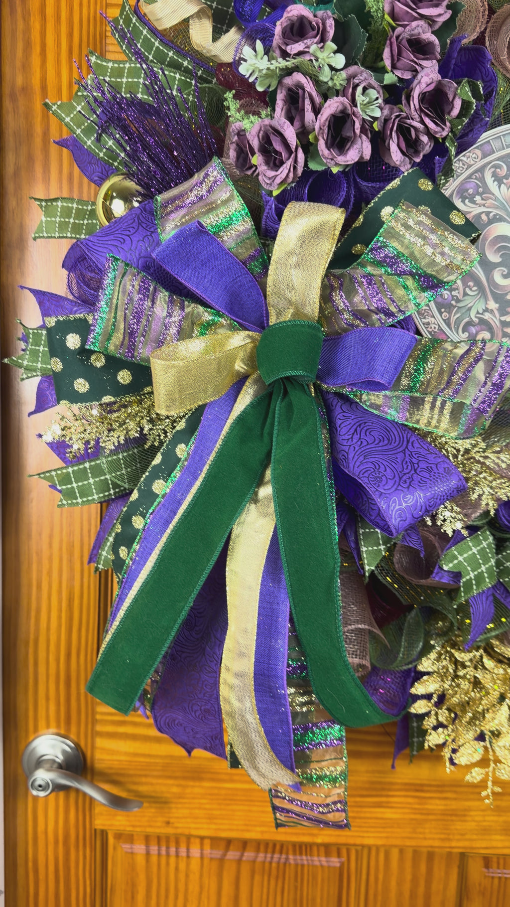 Mardi Gras Fleur de Lis Wreath – Purple, Green & Gold Front Door Decor